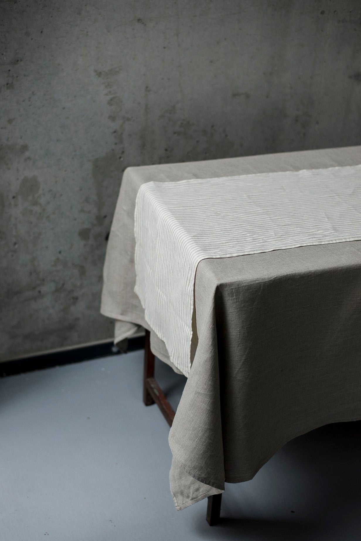 Linen tablecloth in natural oatmeal color, natural tablecloth, kitchen linen, table linen, softened linen