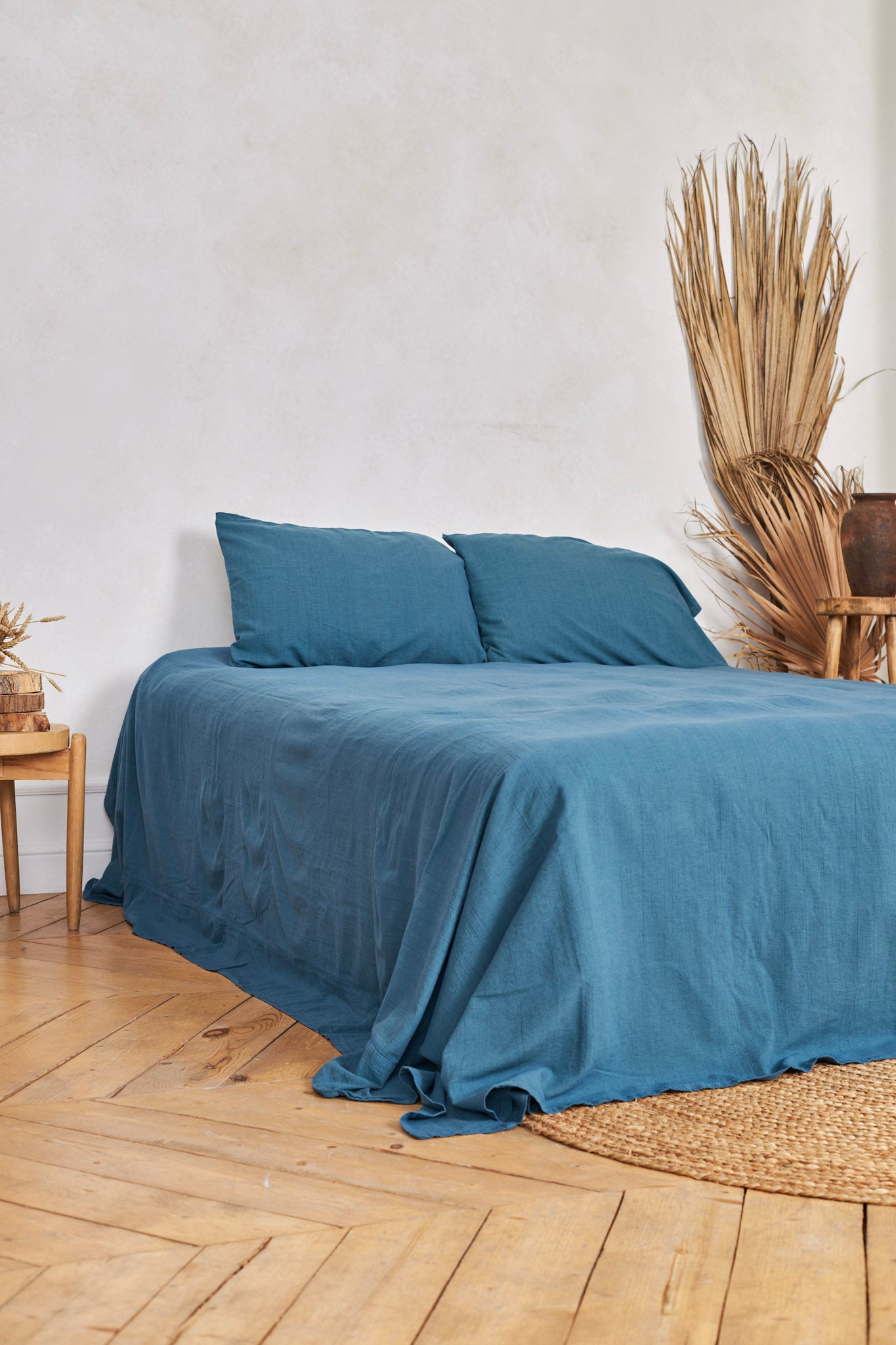 Sea Blue Linen Bedding Set | Stonewashed & Garment Dyed