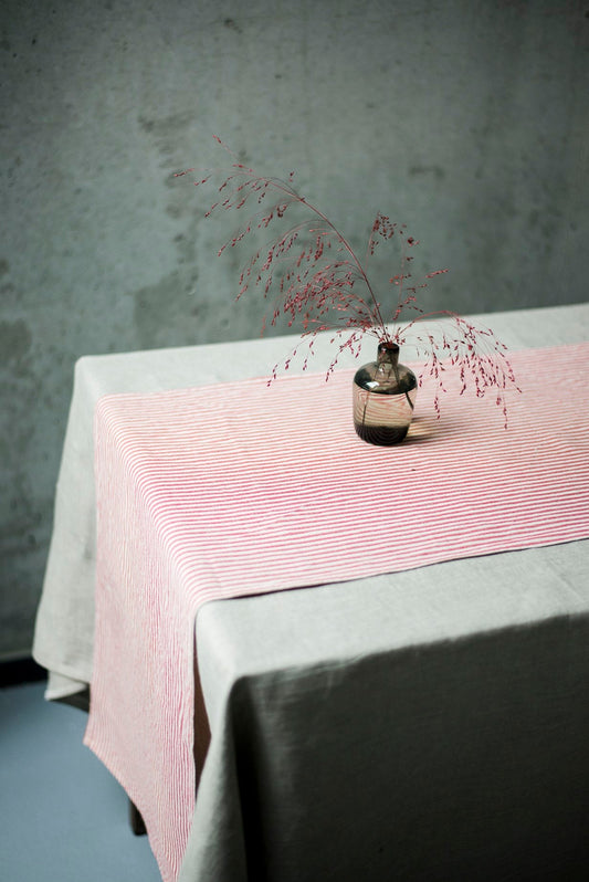 Linen tablecloth in  natural oatmeal color, natural tablecloth, kitchen linen, table linen, softened linen