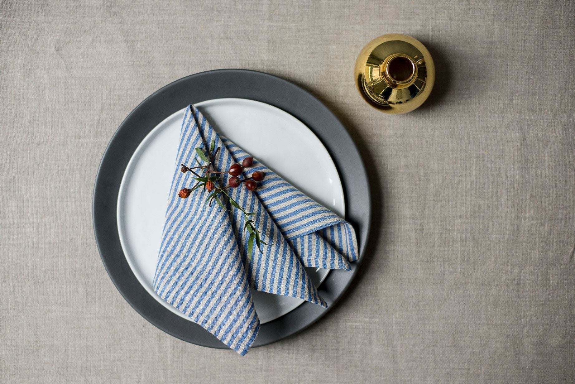 Linen tablecloth in  natural oatmeal color, natural tablecloth, kitchen linen, table linen, softened linen