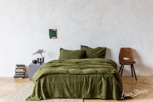 Linen BEDDING SET: Duvet cover + 2 pillowcases in VARIOUS colors, King, Queen, Twin, Double, Stonewashed soft linen bedding