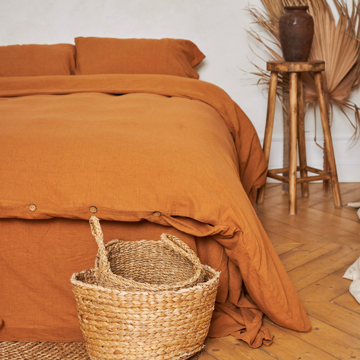 tobacco linen bedding Duvet Cover Set washed for an amazingly soft feel Evelyn Retro Double Gauze Bedding